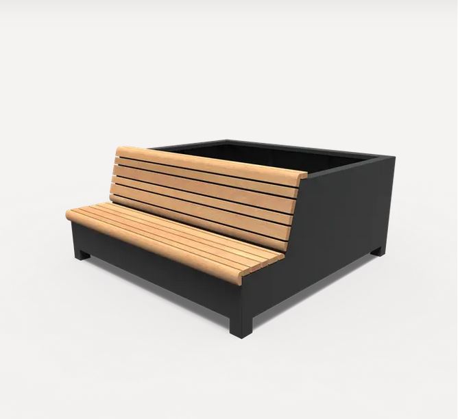 Sitzeinzelbank mit Pflanzgefäß aus Aluminium 